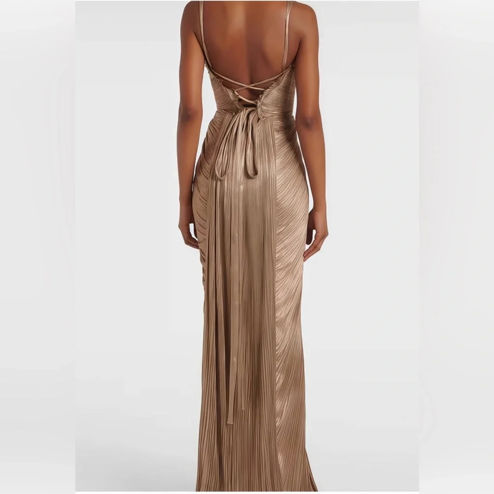 Elegant Tan Maxi Dress - Picture 8 of 9